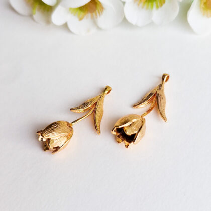 18k gullforgylt  anheng, tulipan
